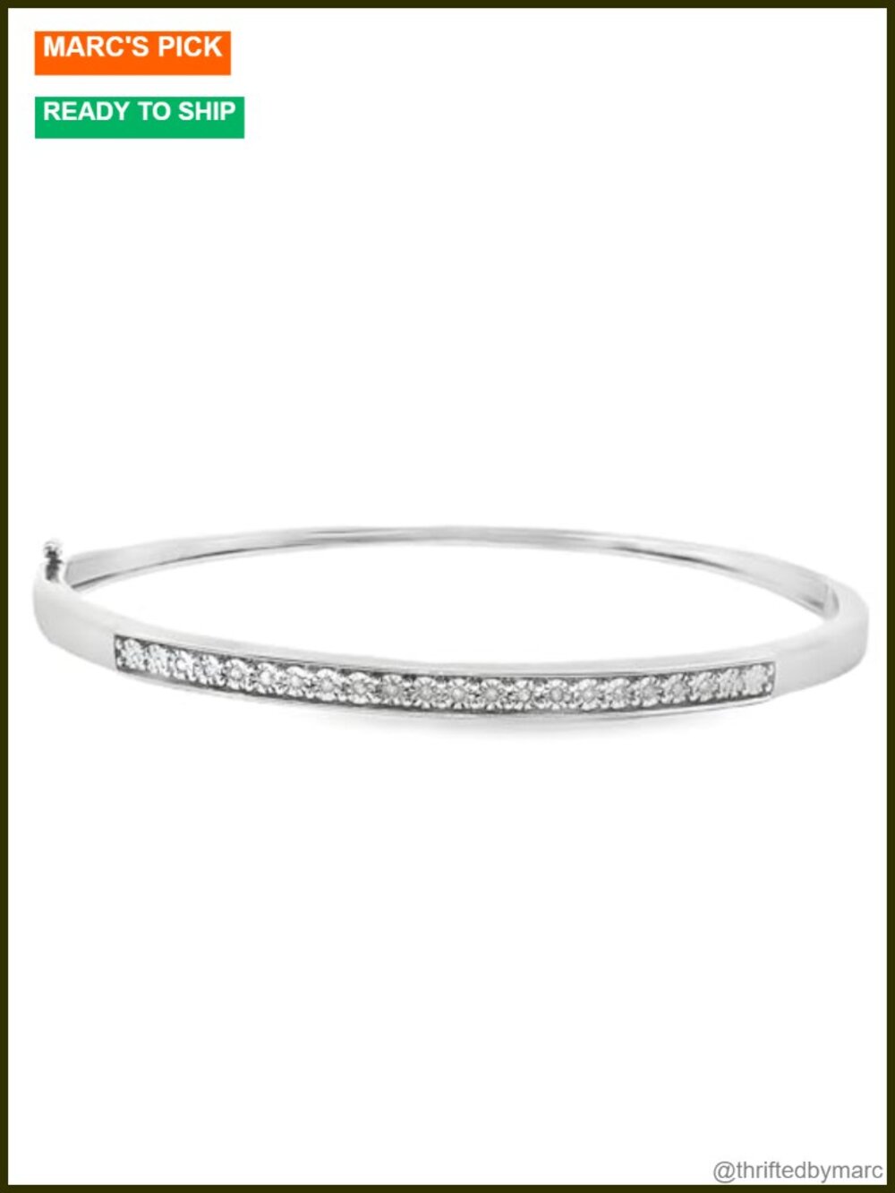 Natural Diamond Bangle in Sterling Silver 1/10 ct